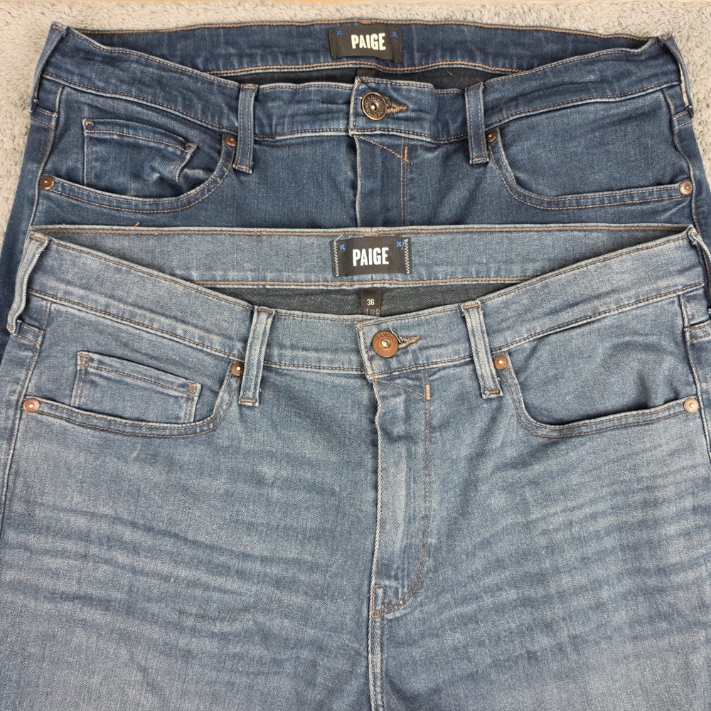 Paige Federal Jeans Mens 36 Blue Lot of 2 Slim Straight Dark Medium Wash Denim